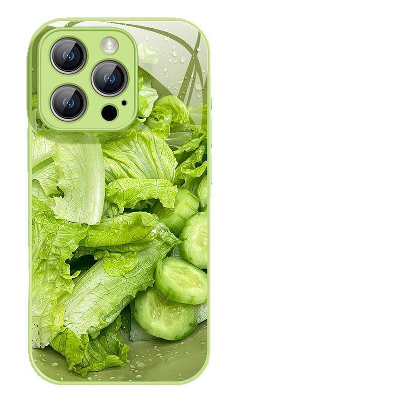 Зеленые овощи для чехла для мобильного телефона Apple 16Plus для мужчин и женщин 14Plus Мультяшный 13 Стеклянный чехол 11 Высокий внешний вид