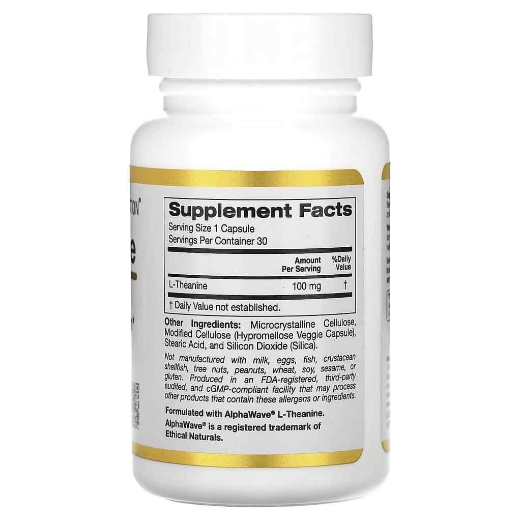 L-теанин с альфа-волнами, 100 мг, 30 вегетарианских капсул