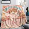 1 шт. Фланелевое одеяло с принтом Cardcaptor Sakura, Высококачественное, Удобное для всех сезонов, Домашний декор, Тепло и уют, Идеально для рождественских подарков