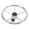 13 1 2 Inch Boat Steering Wheel 5 Spoke 25 Degree Stainless Steel Marine Steering Wheel with Center Cap and Grip for