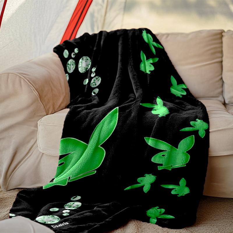 1pc PlayBoy Blanket, Home Printed Throw Blanket - Soft Blanket Gift for Family, Washable Sofa Bed Blanket