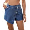 Женские летние повседневные джинсовые кюлоты с пуговицами и асимметричным кроем