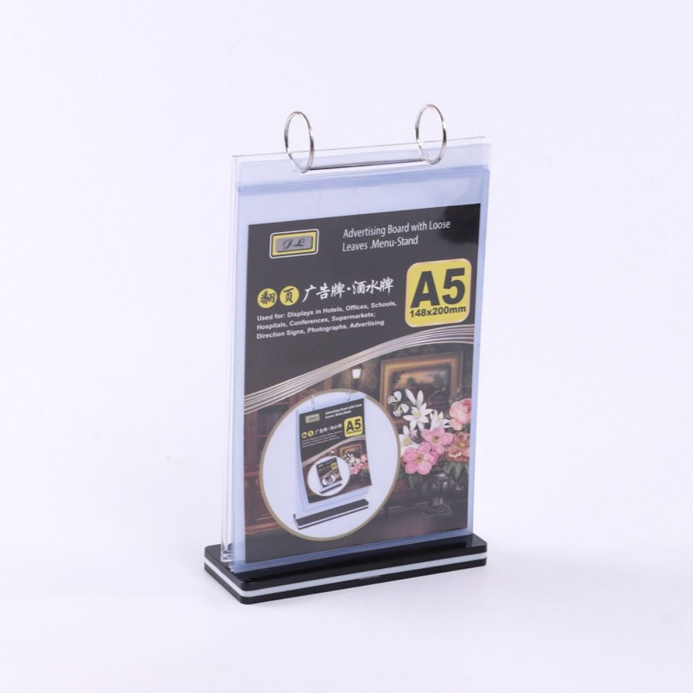 Clear PVC Poster Holder Sturdy Base Pageable Folder Convenient Menu Display Stand Restaurant