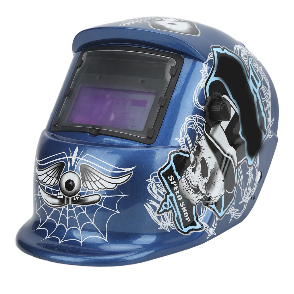 Auto Darkening Welding Helmet LCD True Color Protective Adjustable Blue Gentleman Skull Style