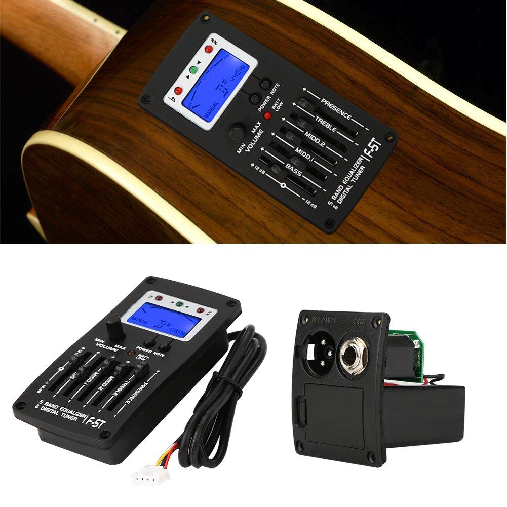 Digital Guitar Equalizer Tuner with LCD Acoustic Guitar Musical Instrument Accessory for Live and Home Studios 5-Band Screen, High-Precision Pickup,