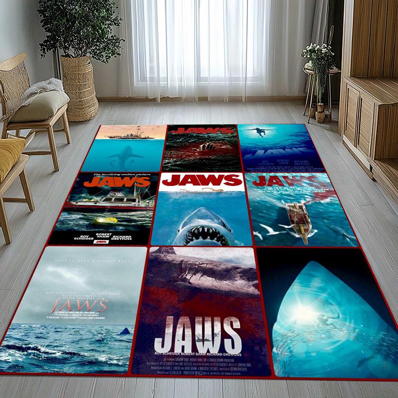 Horror Movie Jaws Shark Living Room Non-Slip Area Rug Soft Carpet for Bedroom Kids Playroom Sofa,Home Decor Doormat Gift