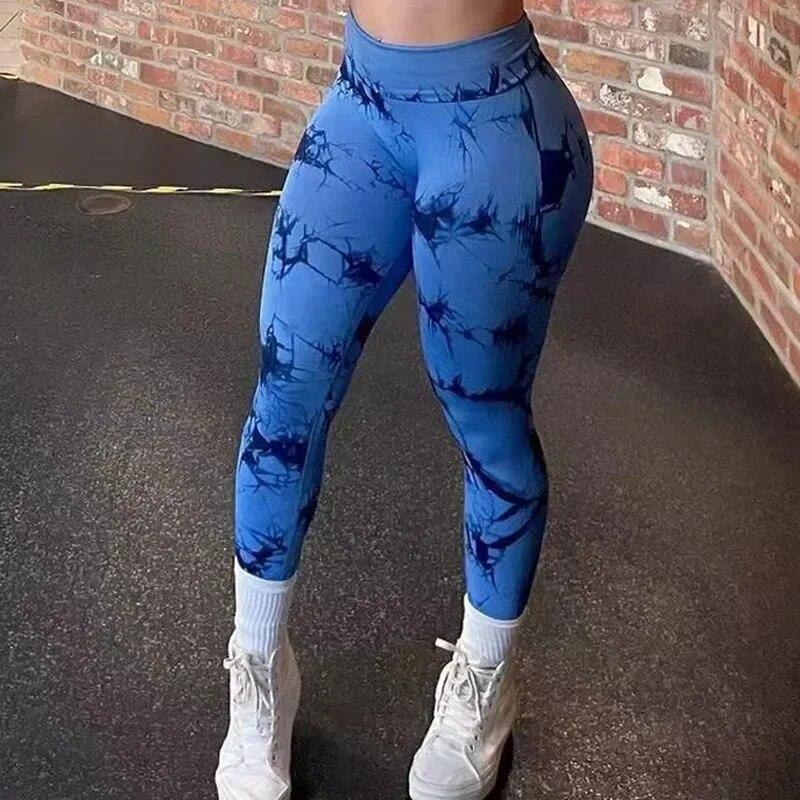 Бесшовные спортивные леггинсы с принтом тай-дай, женские спортивные леггинсы с эффектом пуш-ап для фитнеса, контурные брюки для йоги, женские тонкие эластичные леггинсы для бега, брюки 30164