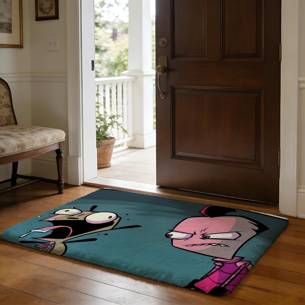 LInvader Zim Anime Floor Mat Soft Flannel Absorbent Mat Non-Slip Rug Home Bedroom Bathroom