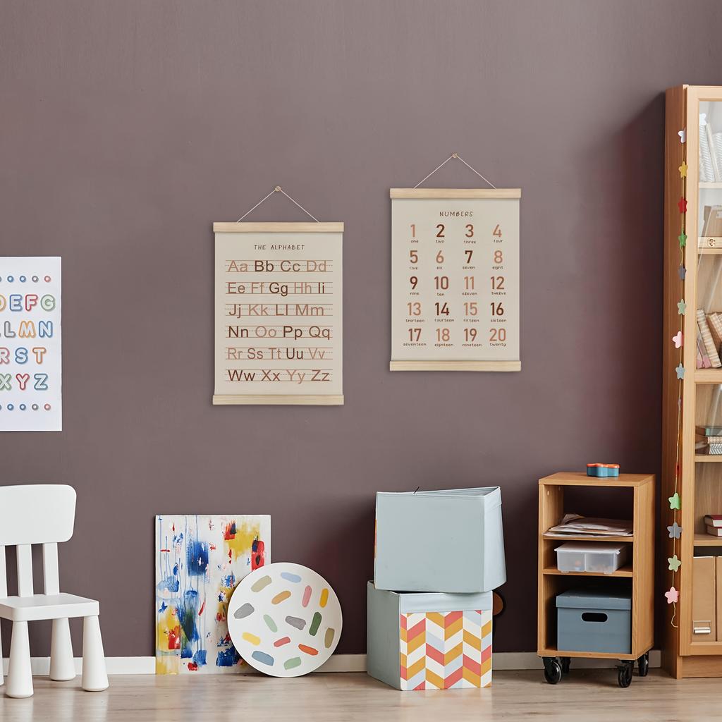 2 шт. Набор рамок-подвесов для плакатов с алфавитом и цифрами, баннер ABC, настенный арт-постер с деревянными рамками, для дома, класса