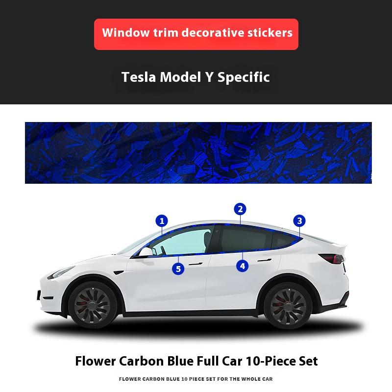 For Tesla Model 3/Y Window Trim Chrome Delete Vinyl Wrap Kit Gloss Black Pink Carbon Fiber Style Auto Accessory for Enhanced