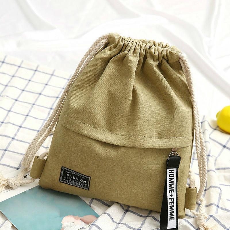 1PC New Fashion Canvas School Bags Drawstring Backpack Bag Portable Casual Backpack for Women Men Travel Backpack