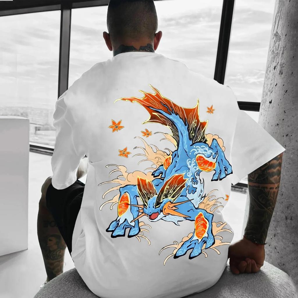 Pokémon Animation Derivatives Pattern Printing T-shirt Men's Women's 2025 Summer Oversize Loose Cotton Street Trend Brand Top