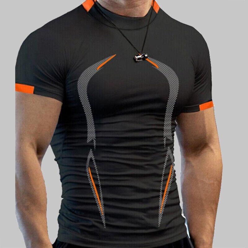 Gym Fit T Shirt Mens Training Top Fitted T-Shirt Tee Muscle Short Sleeve Workout