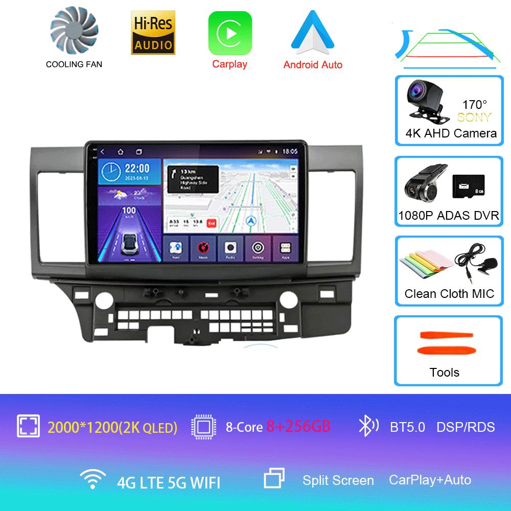 Для Mitsubishi Lancer 2007-2012 Android 14 4G Автомагнитола Автомагнитола Мультимедиа Видеоплеер Навигация GPS 2din 2 Din Carplay