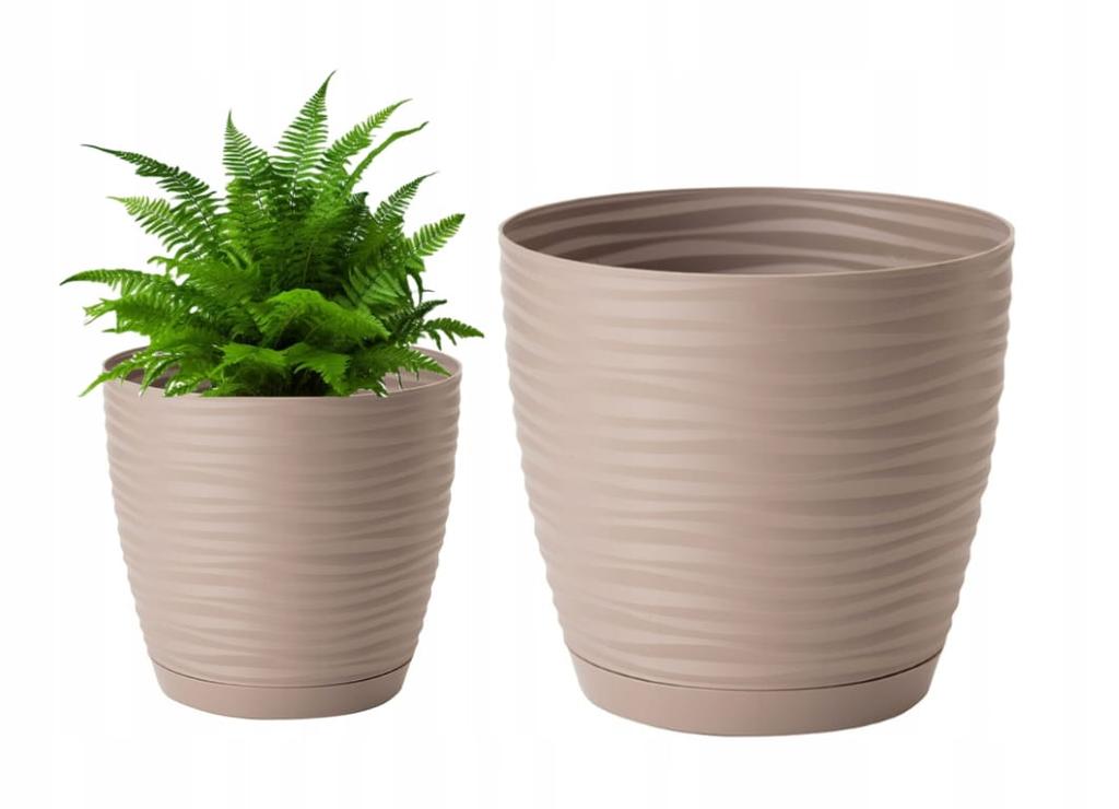 Beige plastic flowerpot with saucer 167x154 cm Sahara