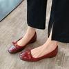 Sheepskin version~ grape ma same French noble red gold buckle bow square round head light mouth ladyshoes single shoes women