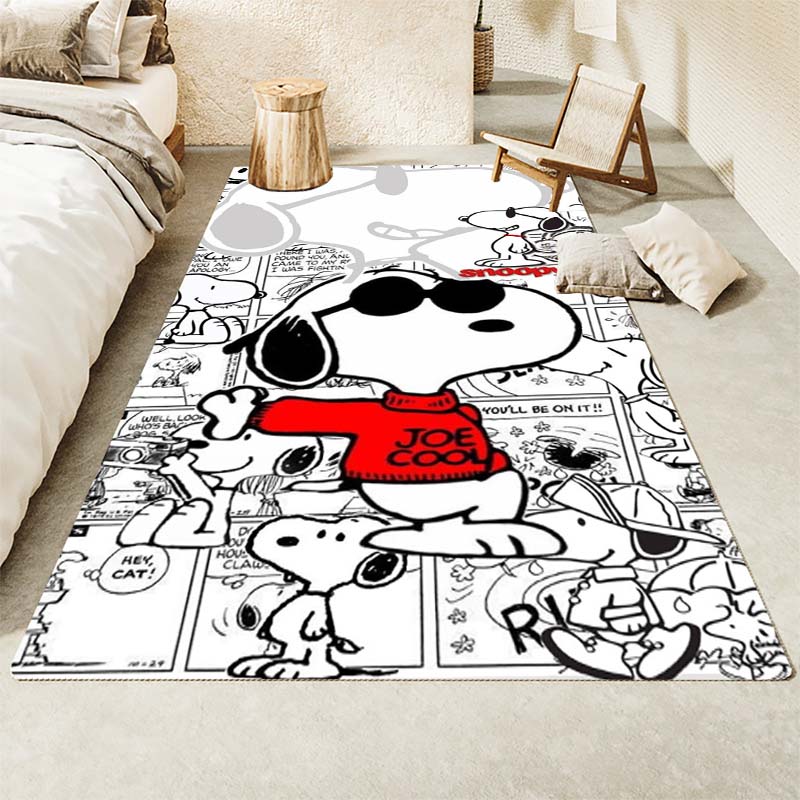 Snoopy cartoon print rug mat, non-slip and stain-resistant, perfect for home decor and a gift for friends and family.