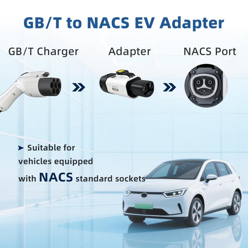 EVqiaoyi GB/T на NACS Адаптер для электромобилей 32A 7 кВт GB/T Адаптер для электромобилей для Tesla Преобразователь с контролем температуры для быстрой безопасной зарядки