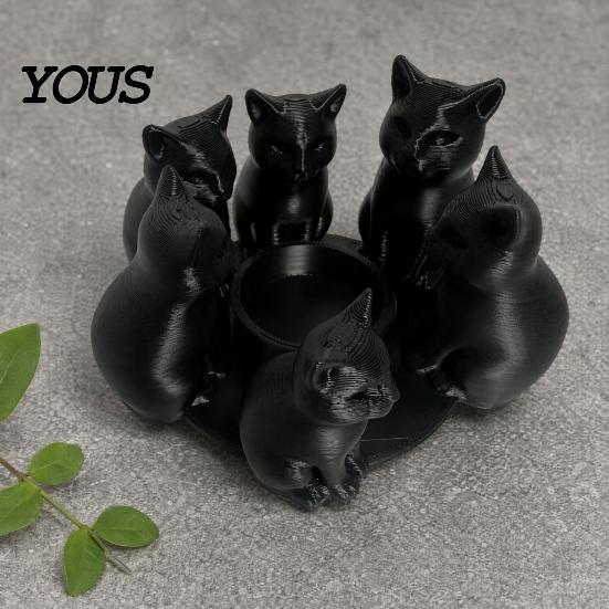 Прочная фигурка кошки Подарок 3D-печатный подсвечник, Эстетичный настольный декор с матовой шлифовкой, Интегрированная устойчивая гладкая изогнутая скульптура, Декор для дома