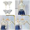 Women Girls Chinese Style Embroidered Flower Organza False Collar Pearl Tassels Yunjian Small Shawl Scarf for Dresses