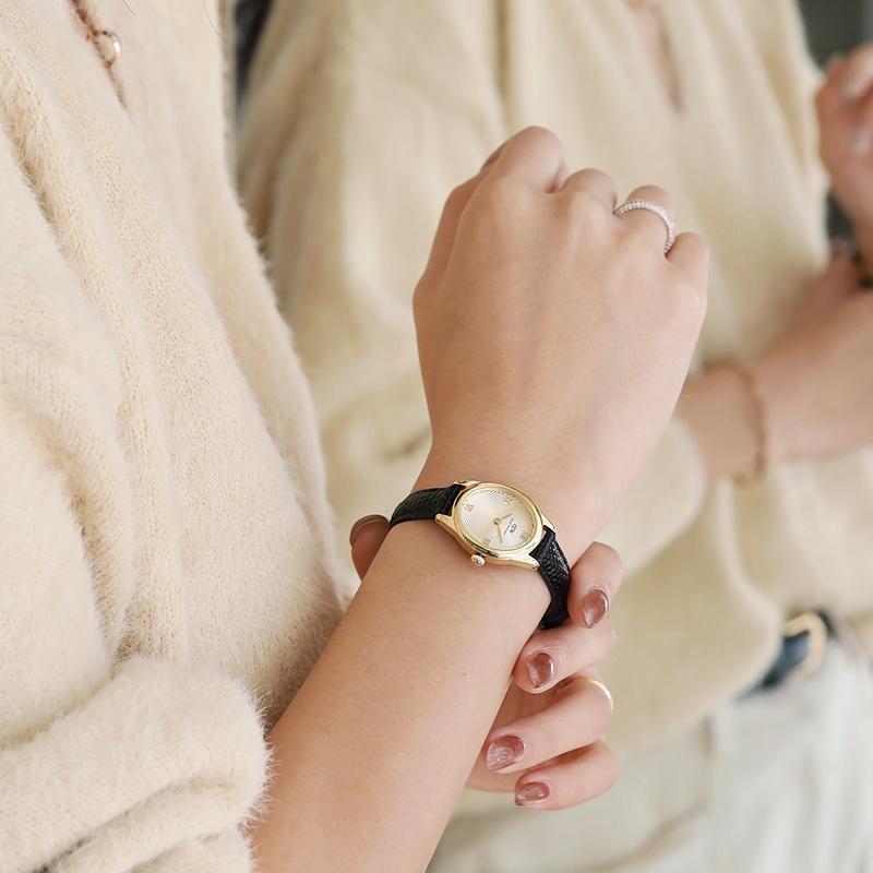 Daniel Wellington Watch Quartz Movement Gold Dial Women's Watch Oval Watch Retro Elegant Versatile Fashion DW00100897