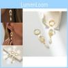 Sophisticated Plated Gold Moon Teardrop Earrings With Natural Shell