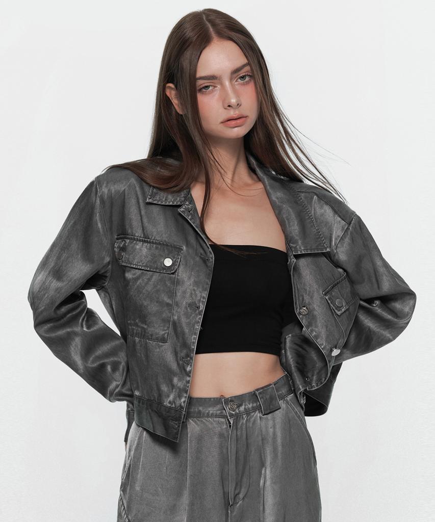 UUM Gloss Bio Crop Jacket Gray