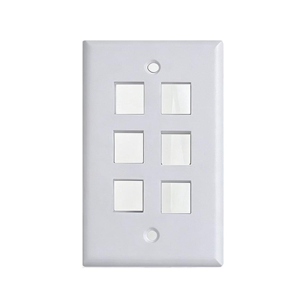 USA Standard Low Profile Ethernet Wall Plate 0/1/2/3/4/6 Port Single Gang RJ45 Keystone Jack Faceplate for Keystone Coupler 1PCS