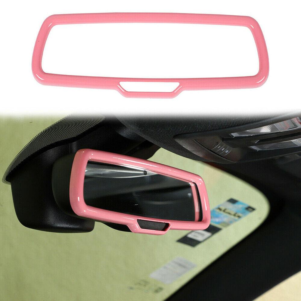 Розовая отделка рамки зеркала заднего вида салона автомобиля для Dodge Challenger 2015+ детали интерьера аксессуары для украшения автомобиля