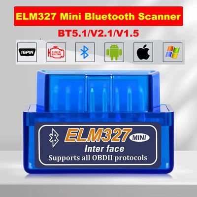 Мини ELM327 V1.5/V2.1 Bluetooth OBD2 Сканер Читатель кодов Инструменты для диагностики автомобиля Проверка двигателя Сканирование Детектор неисправностей автомобиля