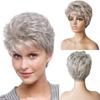 Lady Short Silver Grey Synthetic Wigs With Bangs for Women Hairstyle Women Daily Cosplay Natural Looking Hair Wigs