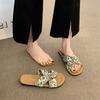 2025 New Summer Wear French Flat-bottomed Crossed Slippers Fairy Fairy Style with Skirt Beach Cool Slippers