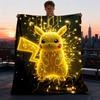 1pc Pikachu, Pokémon Outdoor Flannel Blanket, Lightweight Warm Cozy for Travel Camping Office Soft Polyester Fabric