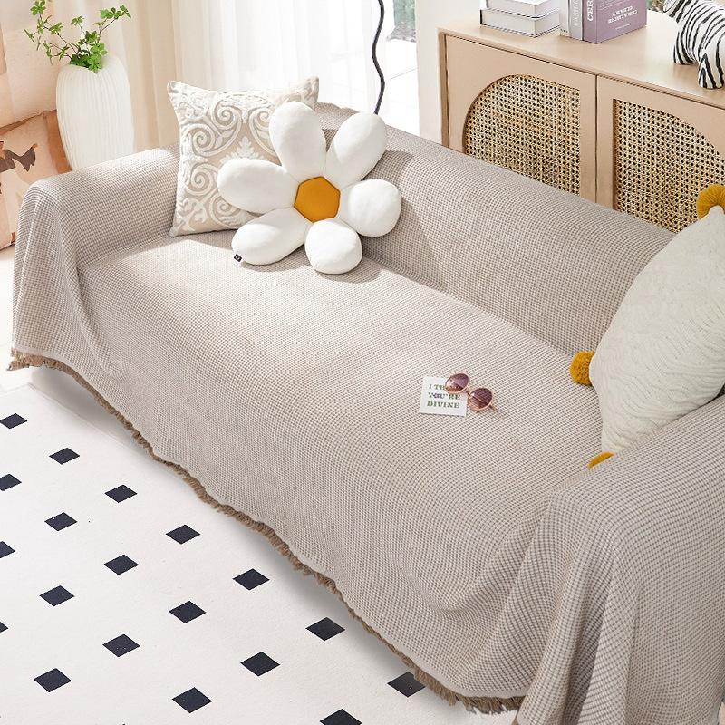 Хлопковое и льняное полотенце для дивана, сплошной цвет, чехол для дивана, полное покрытие, универсальная подушка для дивана Four Seasons, защита от кошачьих царапин, можно стирать в машине, скандинавский стиль