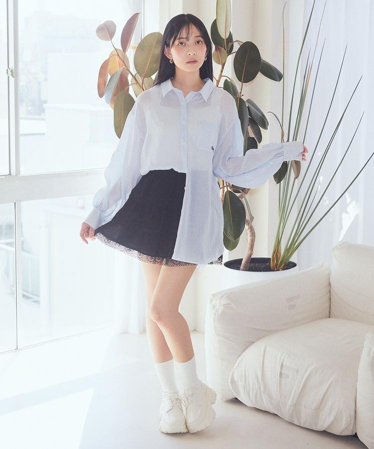 Музыкальная повседневная рубашка с открытой спиной для саксового синего [Земля и экология] На шнуровке женская,