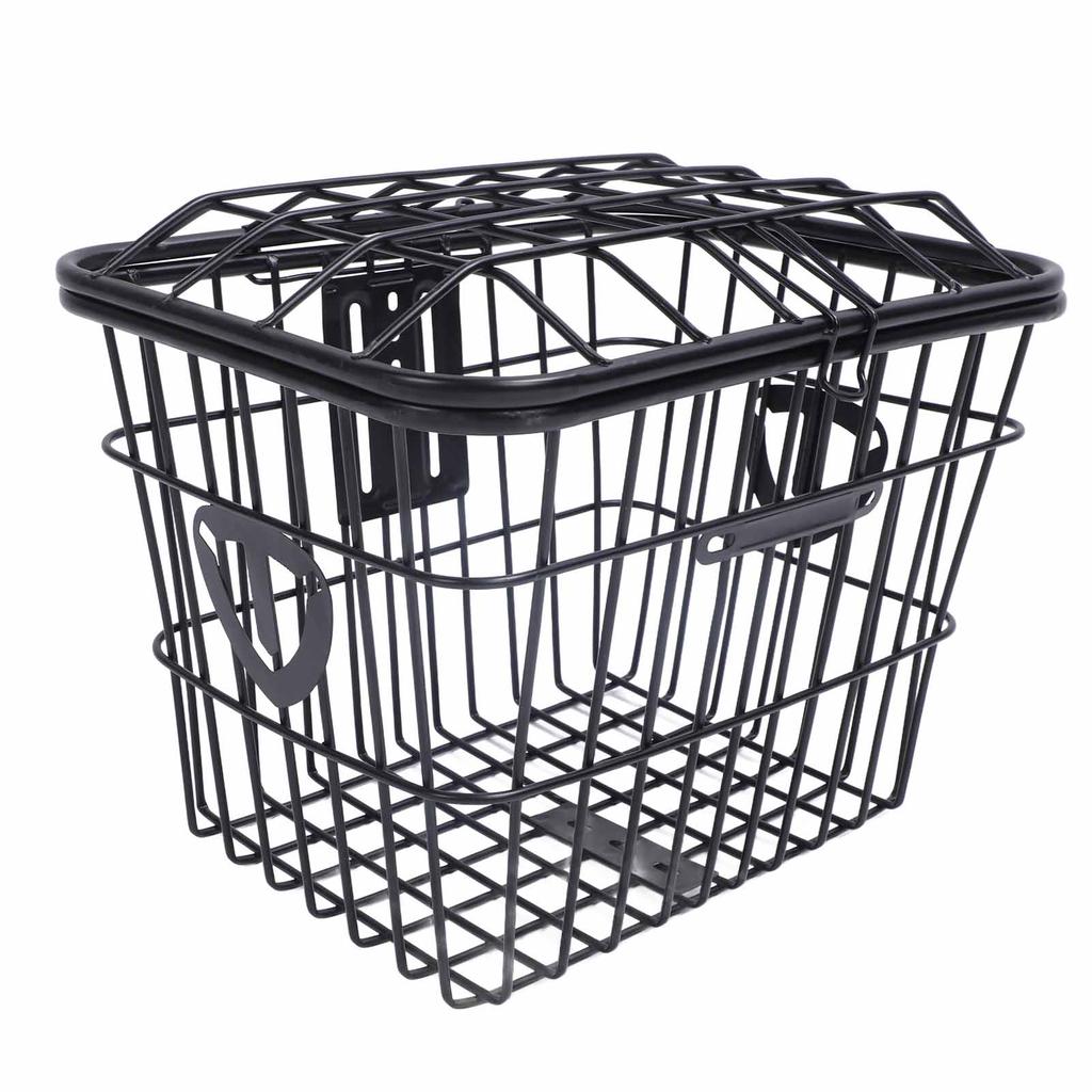 Корзина для электровелосипеда, металлическая задняя корзина для хранения велосипеда, большая вместительная велосипедная корзина с крышкой для сумок