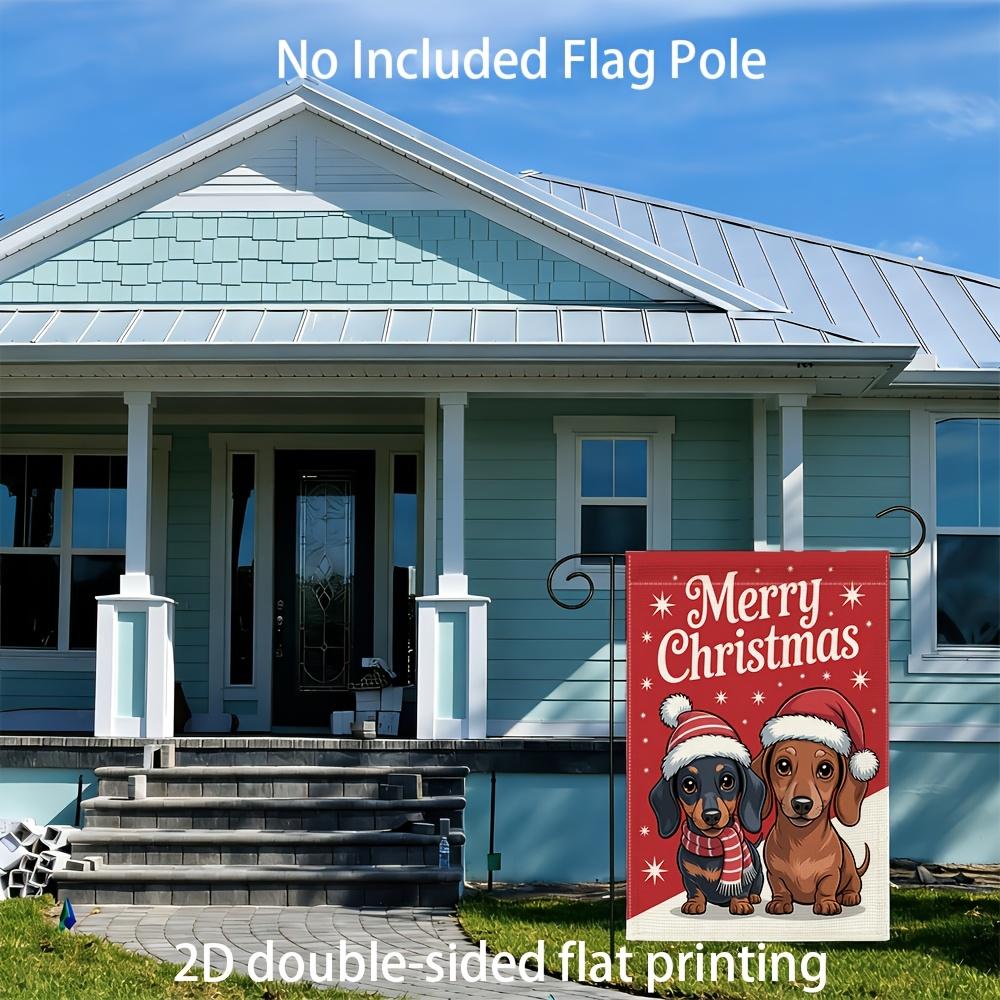 1pc Christmas Dachshund Merry Christmas Garden Flag - Double-Sided, 30.48x45.72 cm, Outdoor Decor