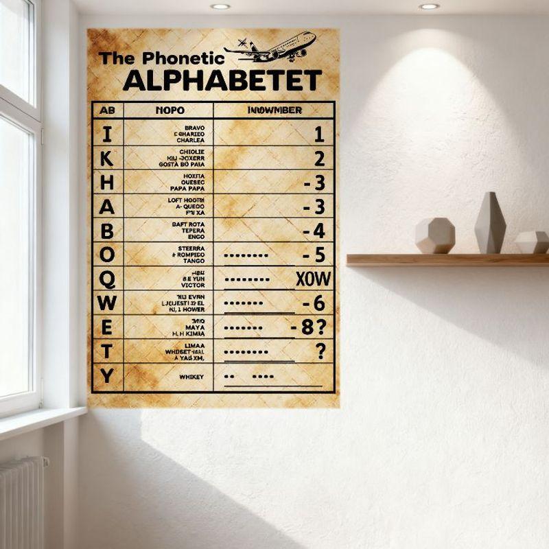 Винтажная металлическая жестяная вывеска 'The Phonetic ALPHABETET' с иллюстрацией самолета, образовательный справочный плакат для декора дома, офиса, бара