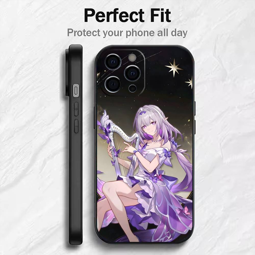 Amphoreus Cassie Game Star-rail Phone Case For iPhone17,16,15,14,13,12 Plus,Max Soft Silicone Black Cover