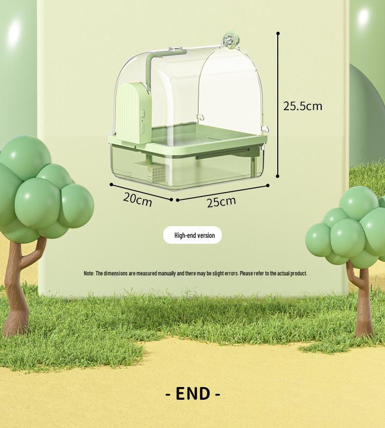 Ванна с попугаем «Черный Феникс» и пионом: Элегантная клетка для птиц и внешняя ванна.