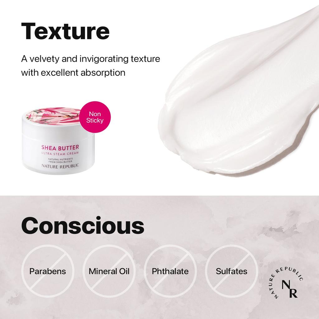 Nature Republic Shea Butter Ultra Steam Cream 100ml+ RANDOM GIFT