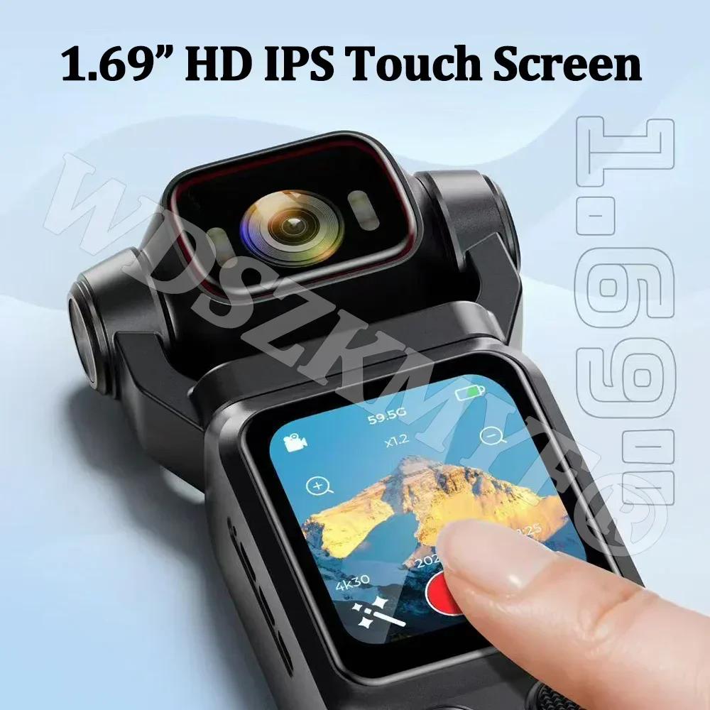 4K UHD Карманная камера Видеокамера С сенсорным экраном, 3000 мАч, Ручная экшн-камера Для путешествий Велосипедная камера Видеорегистратор