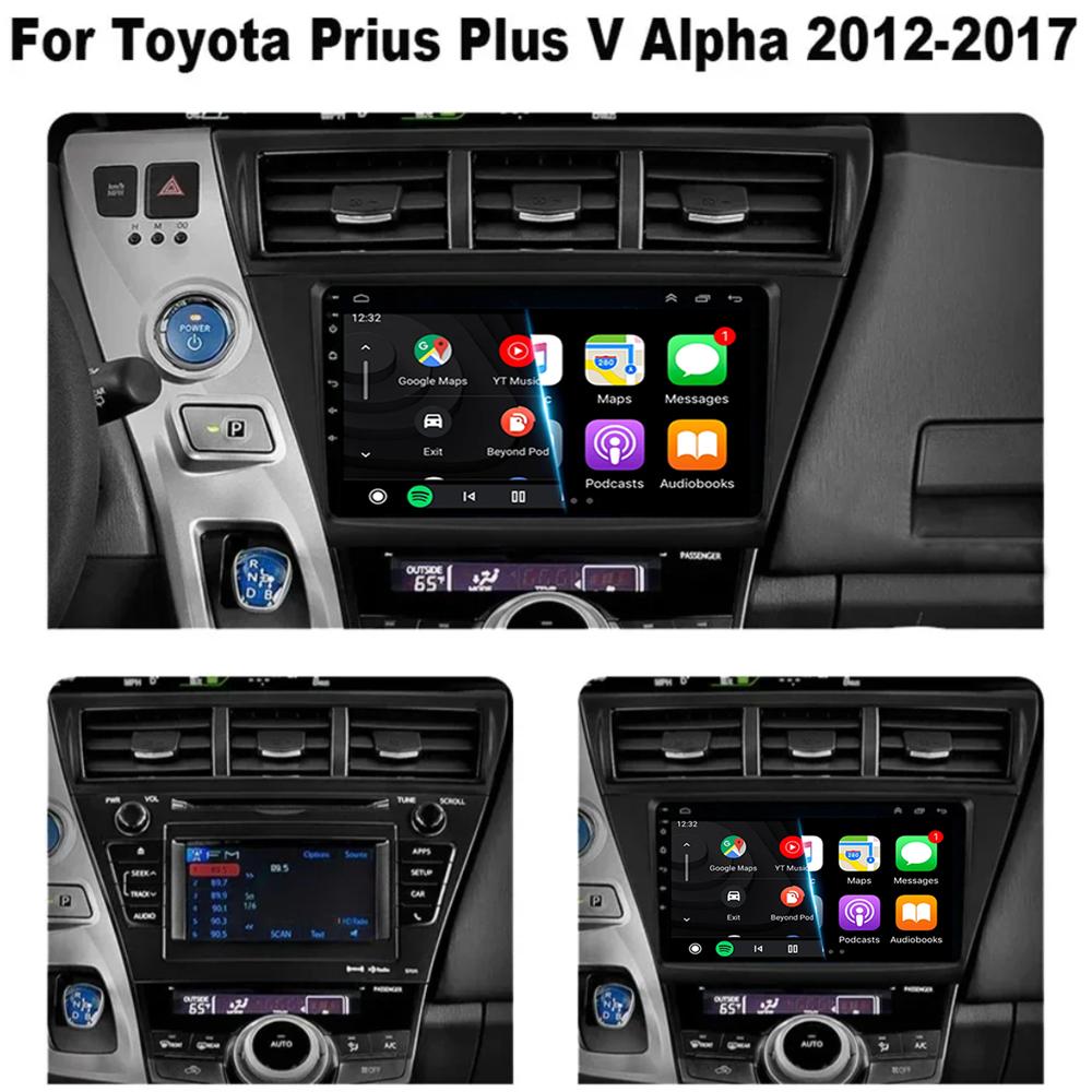 9-дюймовый Android 14 автомобильный радиоприемник для Toyota Prius V Plus Alpha 2012 2013 2014 2015 стереоплеер GPS навигация Carplay Auto LHD RHD DVD