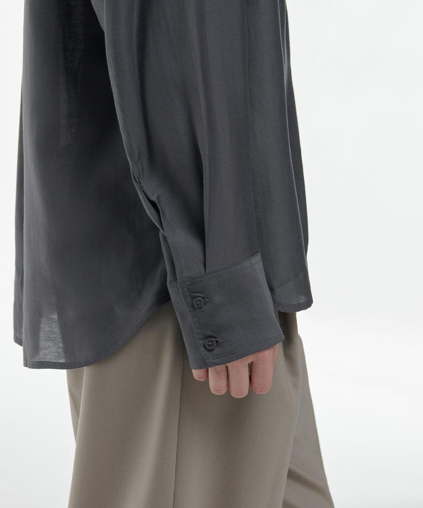 MUSINSA STANDARD WOMAN Women'S Relaxed Satin Shirt [Dark Grey]