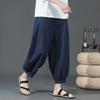Большие размеры летние хлопковые льняные шорты мужские мешковатые широкие повседневные брюки-капри мужские спортивные шорты для бега китайские свободные прямые льняные брюки большого размера