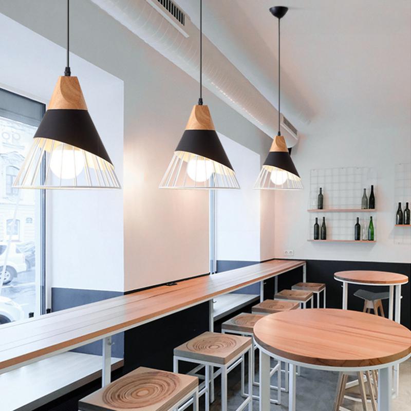 Chandelier, LED Light, Simple Dining Room, Living Room, Bedroom, Solid Wood, Aluminum, Wrought Iron Bar, Dining Room Chandelier