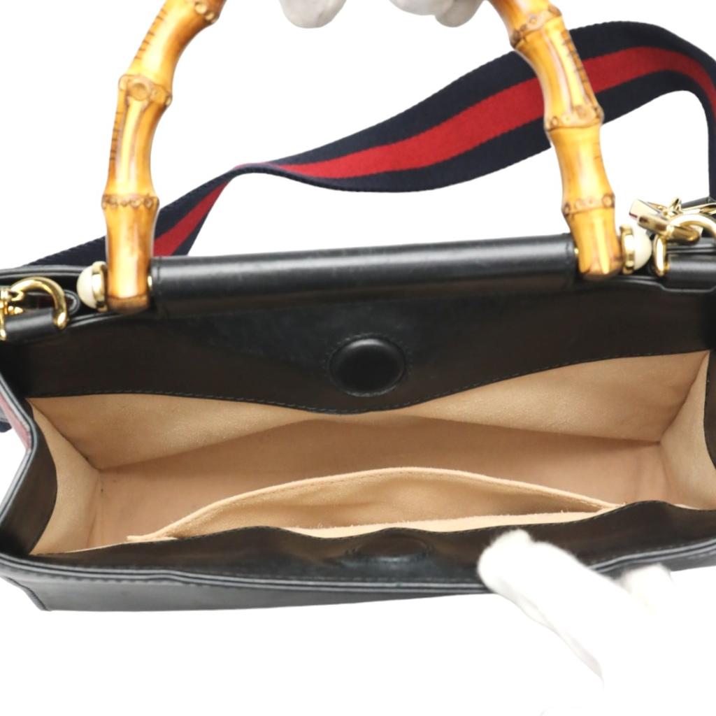 GUCCI leather 2 way bag Handbag leather black Women 459076 Used