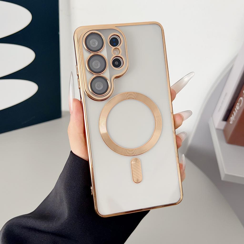 Роскошное прозрачное покрытие для чехла с беспроводной зарядкой Magsafe для Samsung S26 S25 S24 S23 S22 S21 S20 FE Ultra Plus Note20 10 Мягкий чехол