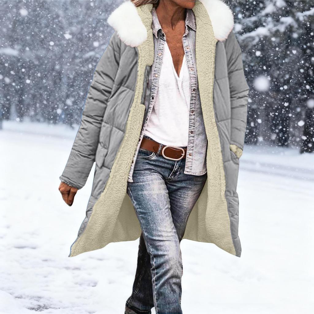 Women's Fashion Winter Solid Color Long Sleeved Hooded Long Zipper Cotton Jacket Warm Coat Down Jacket