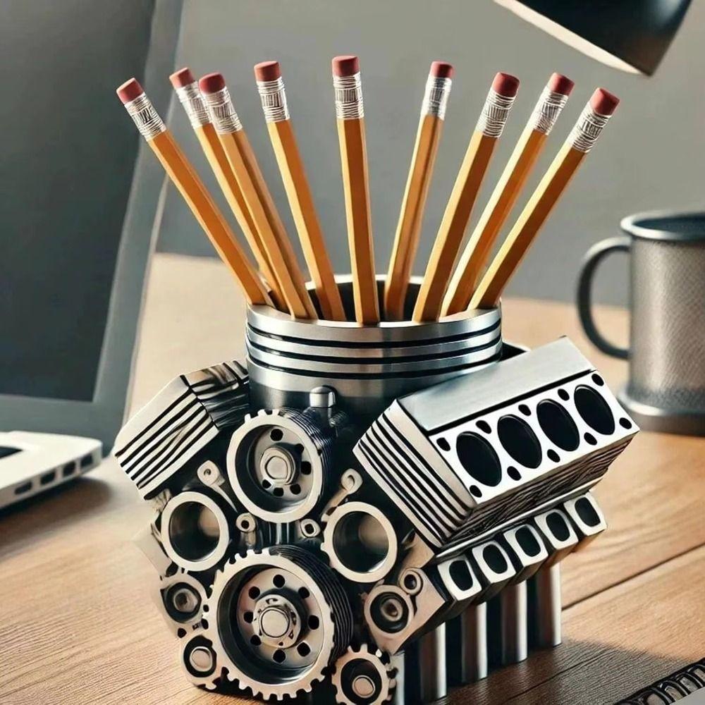 V6/V8 Engine Shaped Engine Block Pen Holder Ornaments Pencil Organizer Desk Organizer Gifts